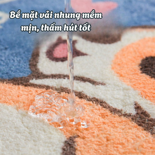 Thảm Lau Chân Nhà Tắm HomeMate Hoạt Hình Dễ Thương, Thảm Cashmere Mềm Mịn Thấm Hút Chống Trượt 40x60cm