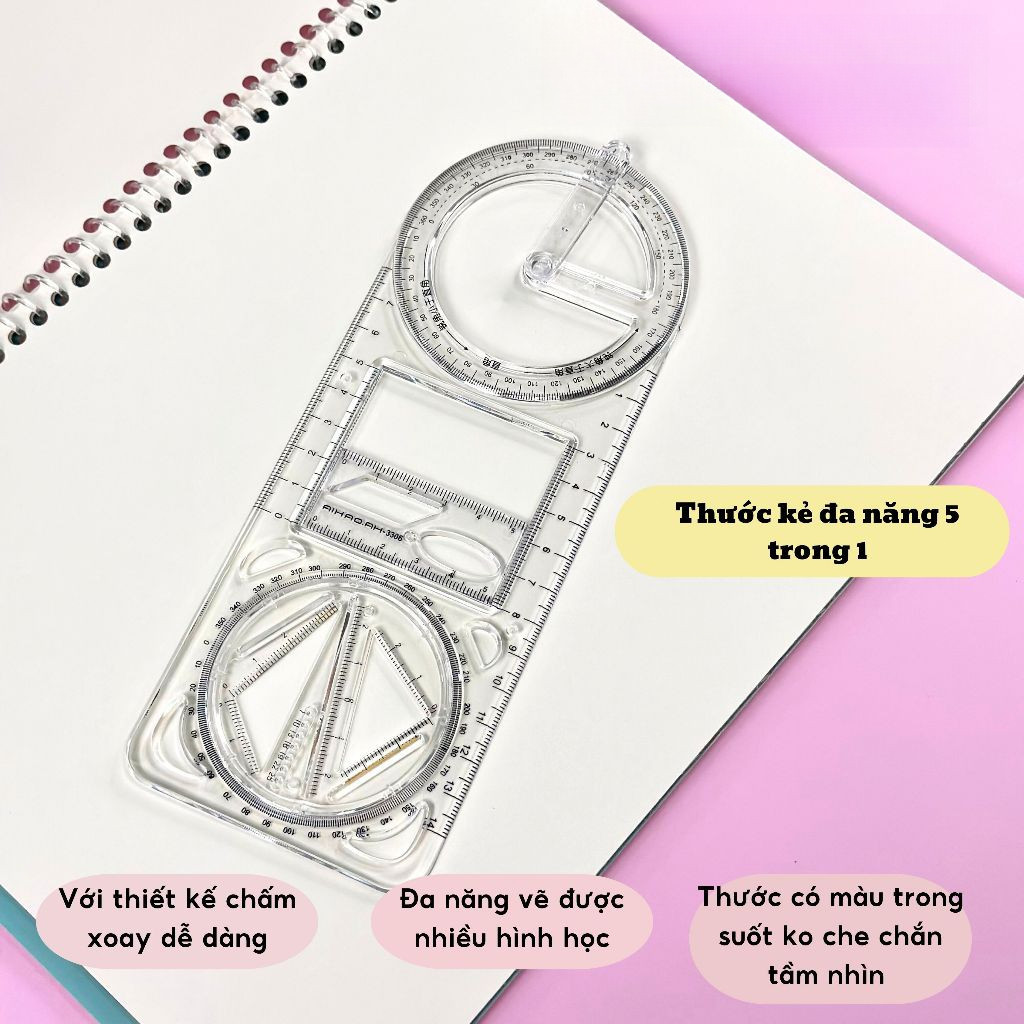 [COD] Thước Vẽ Hình Học Chuyên Dụng - Vẽ Tròn, Vuông, Tam Giác, Lý Tưởng Cho Học Sinh, Sinh Viên