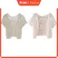 KIN Nữ Tay Ngắn Móc Shrug Rỗng Ren Hoa Mở Phía Trước Mini Cardigan