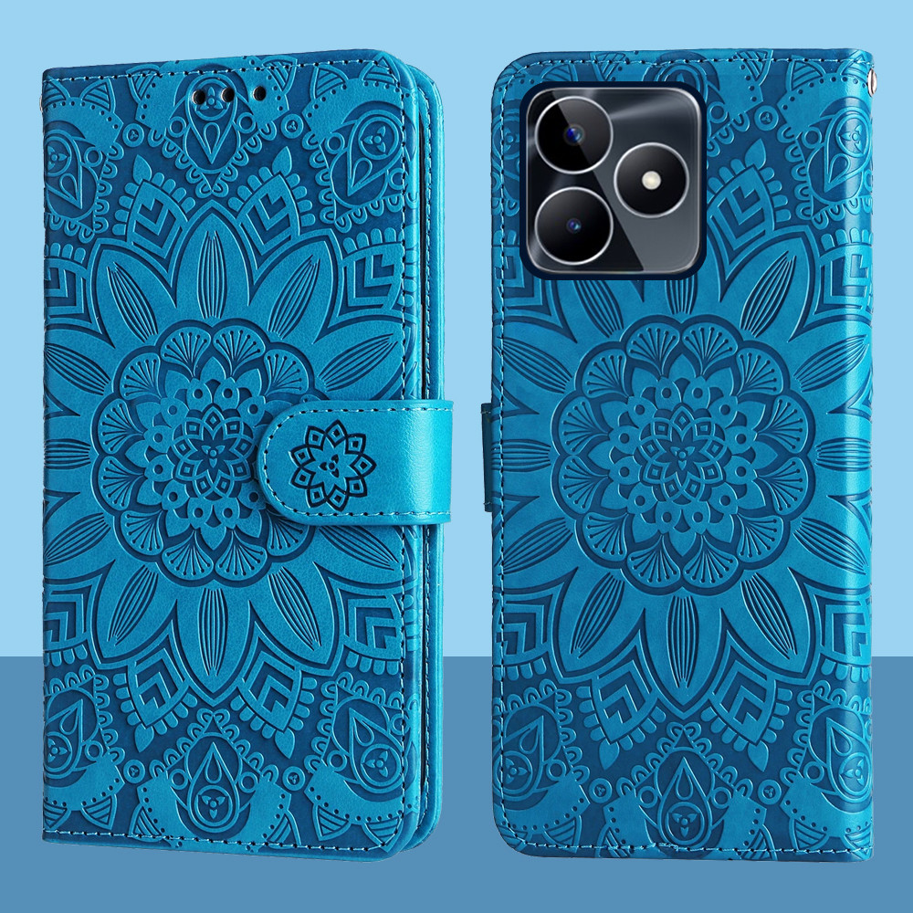 Ví da từ tính Flip Case cho Realme C51 C53 C51S C60 Realme Note 50 Vỏ điện thoại hoa hướng dương dập nổi