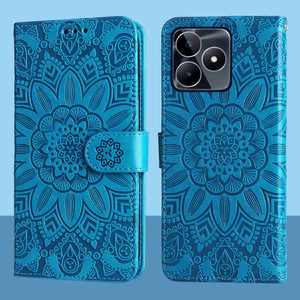 Ví da từ tính Flip Case cho Realme C51 C53 C51S C60 Realme Note 50 Vỏ điện thoại hoa hướng dương dập nổi