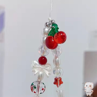 【Chamvn】Dây đeo điện thoại hình nơ hạt anh đào cho bé gái chống mất cổ tay
