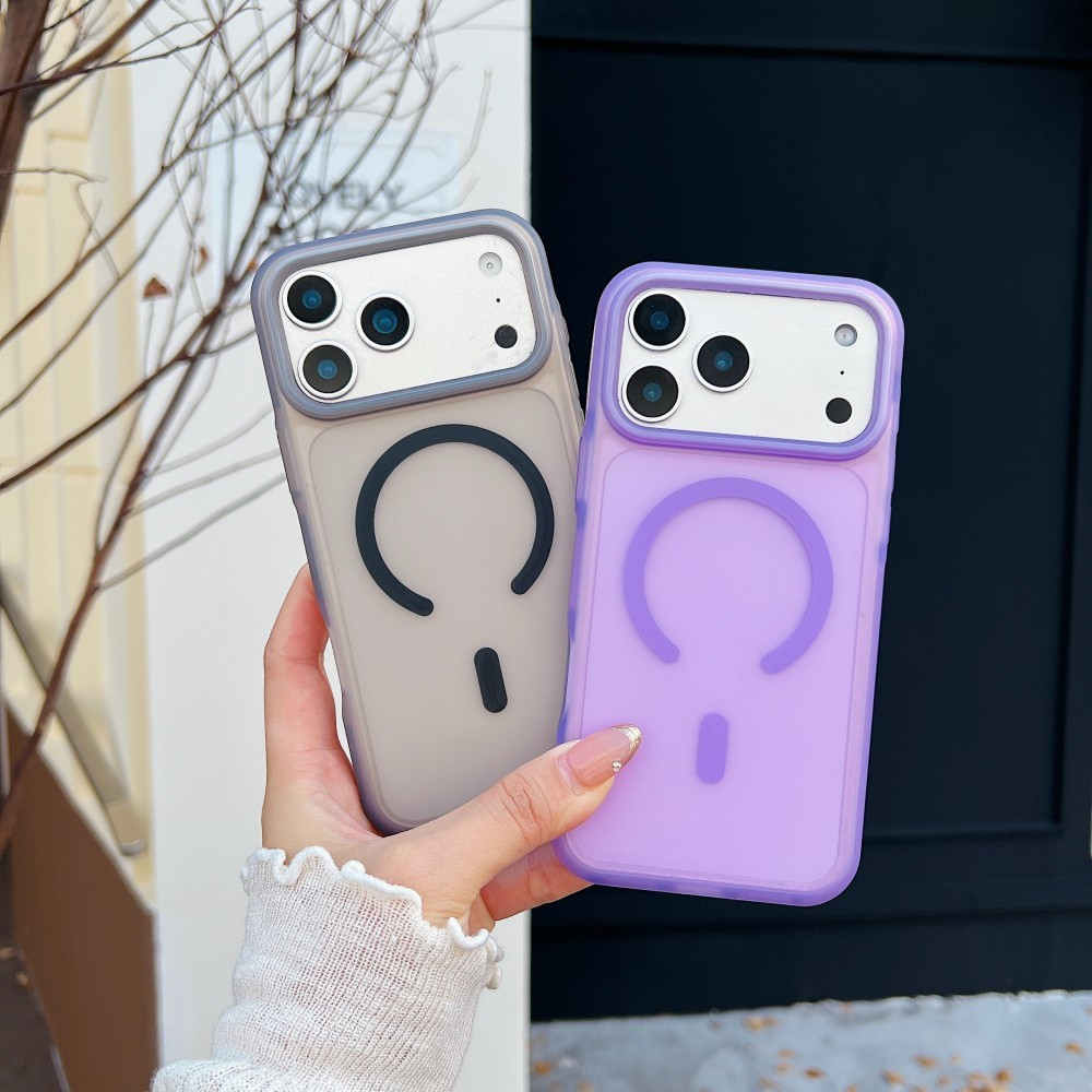 Ốp Điện Thoại Mờ Màu Thạch Có Từ Tính Cho iPhone 17 16 15 14 13 Pro Promax 17 Air Plus 16E Vỏ Chống Sốc Bốn Góc