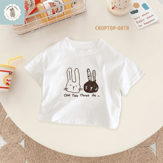 Áo thun tay ngắn in họa tiết đơn giản, năng động, dễ thương, đa năng dành cho bé gái
