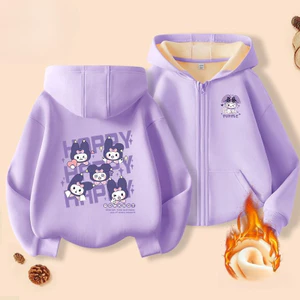 Áo Hoodie nữ Kuromi Zip hoạt hình đáng yêu Áo khoác có mũ trùm đầu nhẹ thoải mái