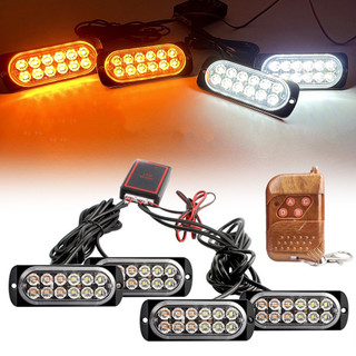 4x12 LED Từ Xa Cảnh Sát Khẩn Cấp Đèn Cảnh Báo Xe Lưới Tản Nhiệt Nhấp Nháy Đèn Tín Hiệu Chạy Ban Ngày Phụ Kiện 12V 24V