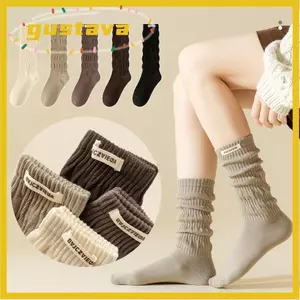 Tất dệt kim cao cấp GUSTAVA, Tất bê xếp tầng bằng vải Cotton ấm áp, Vớ Lolita JK co giãn dễ thương dành cho nữ Cô gái