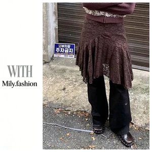 Milyfashion Ren Váy Lớp Fart Rèm Không Đều Đuôi Cá hông Quấn Giữa Chiều Dài Co Giãn Eo Phong Cách Mới