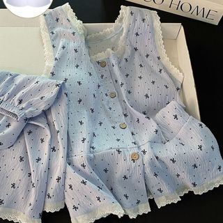 [Luni-Order] Bộ Đồ Ngủ Camisole Mùa Hè Mới, Dễ Thương, Gợi Cảm Set Áo Cài Nút Phối Quần Short Mặc Nhà Mềm Mát