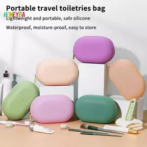 < Honeyba > Túi đựng mỹ phẩm silicon dung tích lớn cầm tay Túi đựng mỹ phẩm mềm chống thấm nước Túi giặt chống ẩm cho du lịch tại nhà Đẹp