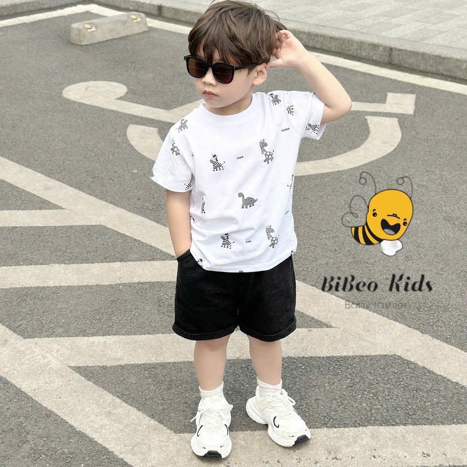 Bộ quần áo COTTON IN TRẦN ZEBRA CHO BÉ TRAI, Bộ quần áo đi học đi chơi cho bé
