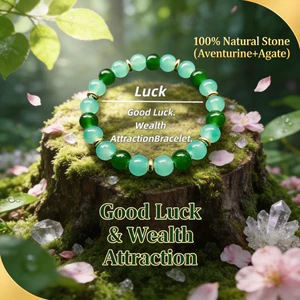 Vòng tay mã não Aventurine xanh dành cho nữ - Miếng đệm mạ vàng hạt tròn - Chúc may mắn Sự giàu có Thu hút thủ công