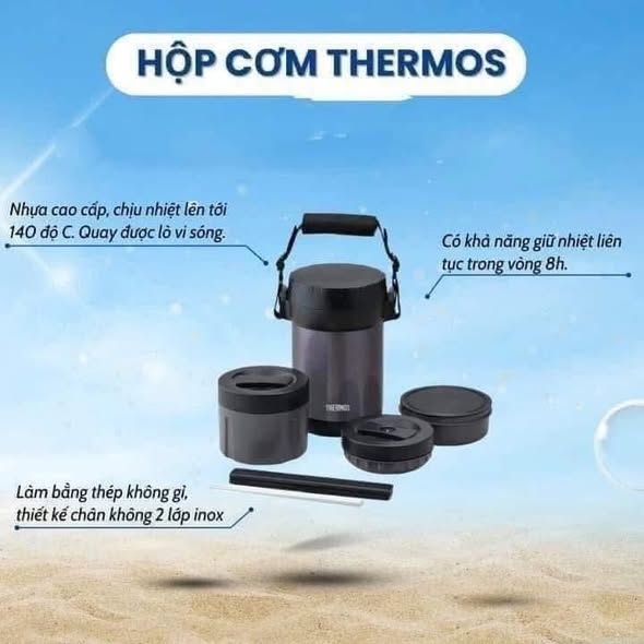 Hộp Cơm Giữ Nhiệt Thermos JBG-2000 Nội Địa Nhật – 1450ml, Giữ Nhiệt >68°C Sau 6 Giờ