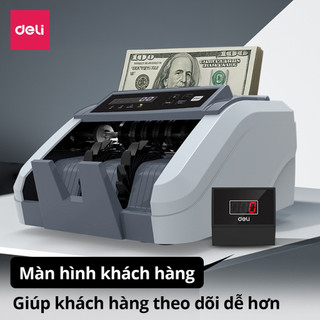 Máy Đếm Tiền Deli Máy Phát Hiện Tiền Giả Tốc độ đếm 1000 tờ/phút đếm cộng dồn chia mẻ chính xác polyme, tiền giấy