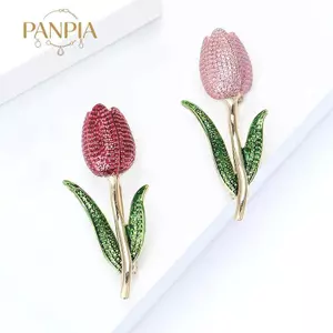 PNPIA- Trâm cài hoa Tulip dành cho nữ có kết thúc bằng men hoa thanh lịch cho áo sơ mi thời trang dự tiệc thông thường
