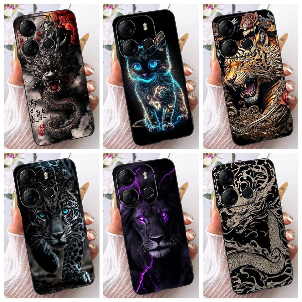 Ốp Điện Thoại Silicon Mềm Cho Tecno Spark Go 2023 BF7n Pop 7 Pro BF7 BF6 Ốp Lưng Hoạt Hình Mát Mẻ Rồng Sư Tử Hổ In Mặt Sau