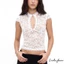 Áo thun nữ cổ chữ V có lỗ khóa mùa hè ngắn tay hợp thời trang Slim Fit Áo thun ren