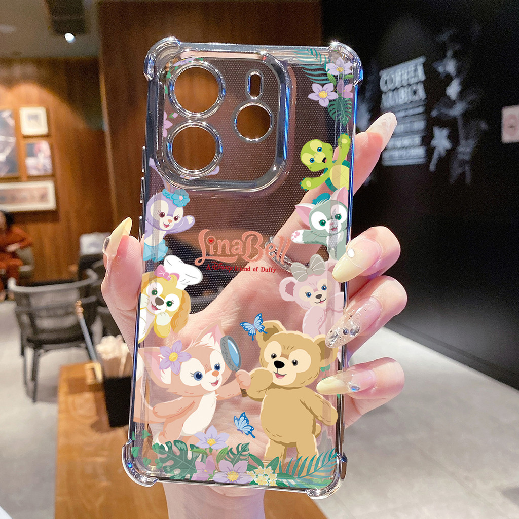 Tương thích với Xiaomi Redmi Note 14 13 Pro 5G 4G 12 13C 14C Vỏ mạ trong suốt Disney Linabell dễ thương Vỏ chống rơi