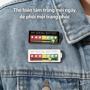 Huy hiệu trượt pin xã hội, huy hiệu áo độc đáo, phụ kiện phong cách riêng