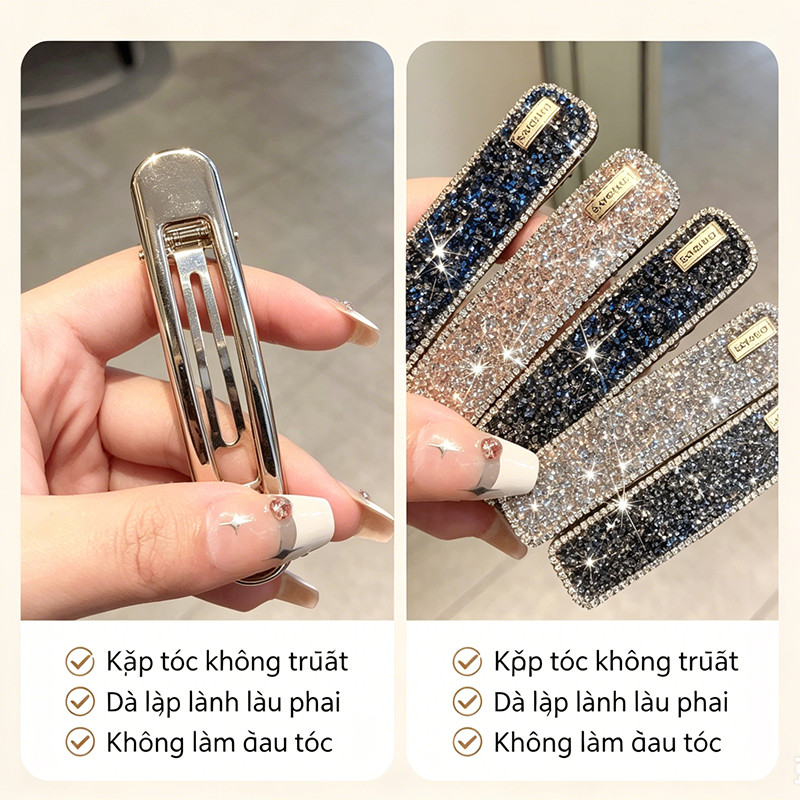 Kẹp Tóc Chữ A đính đá Lấp Lánh, Phụ Kiện Tóc Phong Cách Sang Trọng, Nhiều Màu