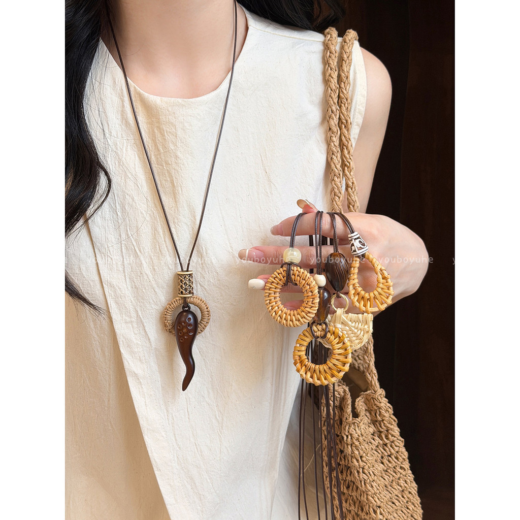 2026 Phong Cách Mới Mùa Hè Bờ Biển Kỳ Nghỉ Phong Cách Mặt Dây Chuyền Bohemian Mây Hình Học Vòng Cổ Nữ