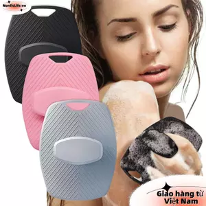 NORDICLIFE 1 Bàn Chải Tắm Massage, Bàn Chải Tẩy Tế Bào Chết Silicon Màu Đen Mềm Mại, Sữa Tắm Làm Sạch Cơ Thể Nhẹ Nhàng Bền Đẹp