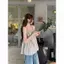 Áo yếm sọc màu tương phản dành cho nữ mùa hè Phong cách mới dáng rộng Tính khí phù hợp với phong cách kỳ nghỉ