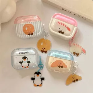 Hộp đựng tai nghe Penguin Croissant có sẵn Thích hợp cho hộp bảo vệ tai nghe Airpodpro3 Fun Niche Thích hợp cho AirPods4 Chống sốc toàn diện