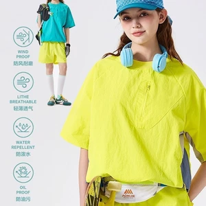 Ngoài Trời Khâu Màu Sắc Tương Phản Áo Thun Chống Thấm Nước Nữ Mùa Hè Nhẹ Thoáng Khí Nhanh Khô Thể Thao Top Rời Tay Ngắn