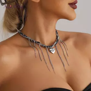 AqToCna Mới Nữ Thanh Lịch Dép Trái Tim Mặt Dây Chuyền Nelace Cho Nữ Y2K Dây Xích Choker Nelace Thời Trang Dự Tiệc Phụ Kiện Trang Sức AqToCna