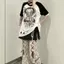 Đẫm Máu Thiên Thần y2k Đinh Tán Độc Đáo Văn Hóa Châu Á Raglan Khâu Vai Phối Ren Top oversize Hot Girl Áo Thun Tay Ngắn 5