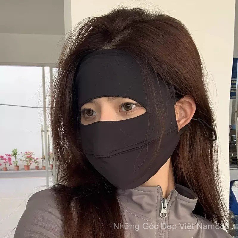 Mặt nạ toàn mặt chống nắng mùa hè nữ, che tia UV, vải ice silk, bảo vệ khi lái xe