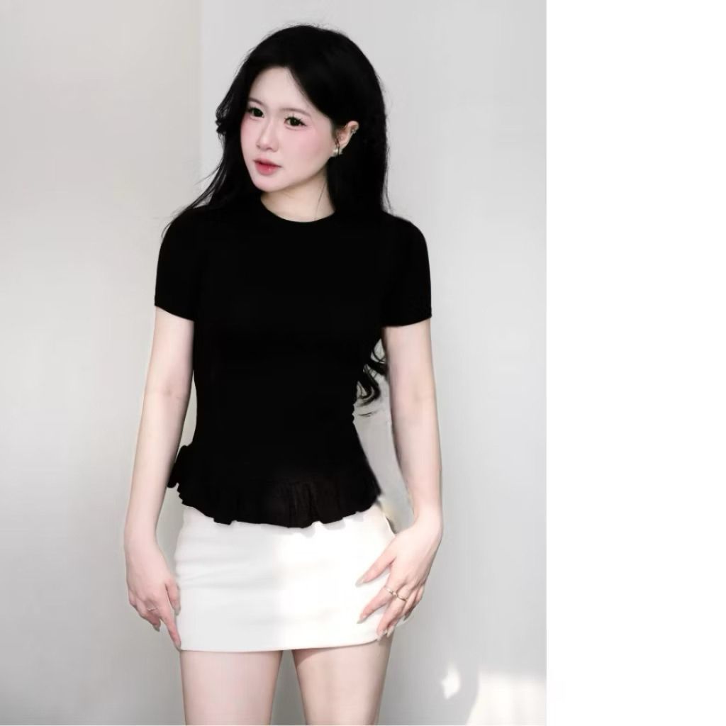 Áo Thun Nữ Ôm Body Cộc Tay - Phối Viền Bèo Xinh, Cotton Mịn Cao Cấp, Tôn Dáng M2995 - SamHi Closet