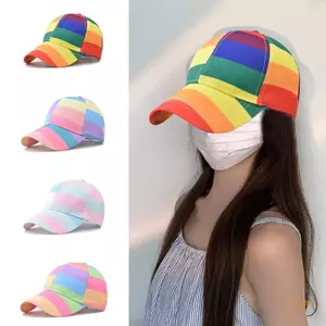 Ở Nữ Cầu Vồng Mũ Bóng Chày Sọc Nhiều Màu Sắc Mũ Thể Thao Mũ Thoáng Khí Cho Người Lớn Phụ Kiện Thể Thao Thông Thường