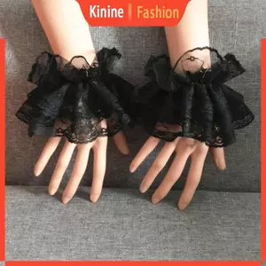 KIN 1 Cặp Vòng Đeo Tay Nữ Ren Hoa Xếp Ly Sừng Còng Có Thể Tháo Rời Tay Giả