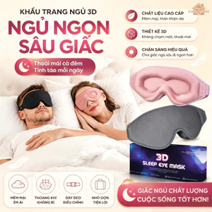 Mặt nạ ngủ lập thể 3D, ôm sát đường nét hốc mắt, được thiết kế đặc biệt cho giấc ngủ, làm từ mút hoạt tính.