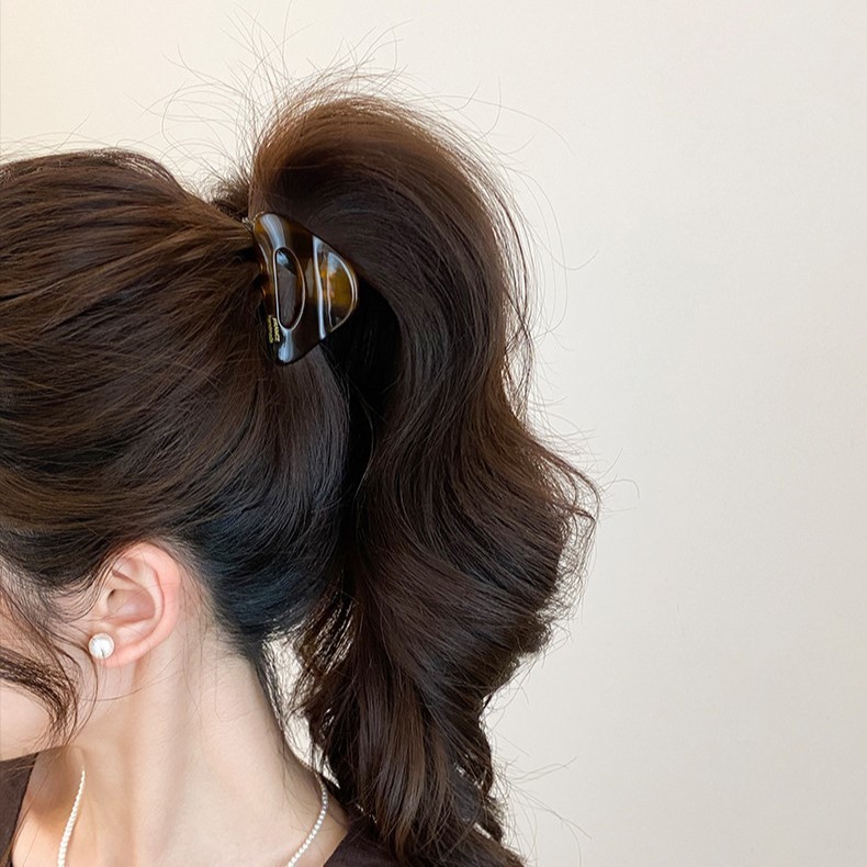 Kẹp tóc đuôi ngựa cao Acetate, Kẹp cá mập hình tam giác nhỏ