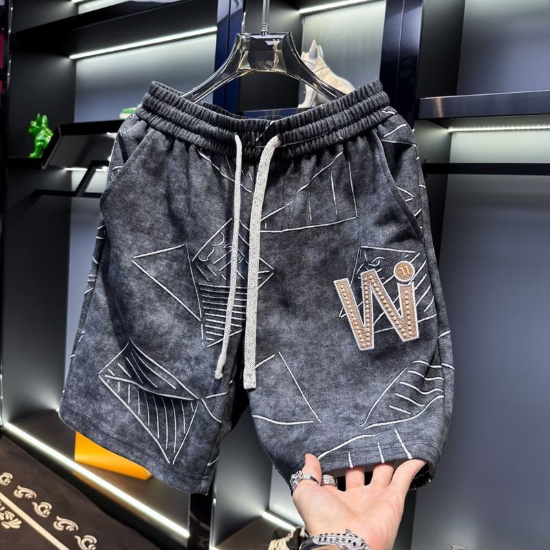 Quần short nam VG họa tiết hình học Quần short dây rút thời trang dáng rộng
