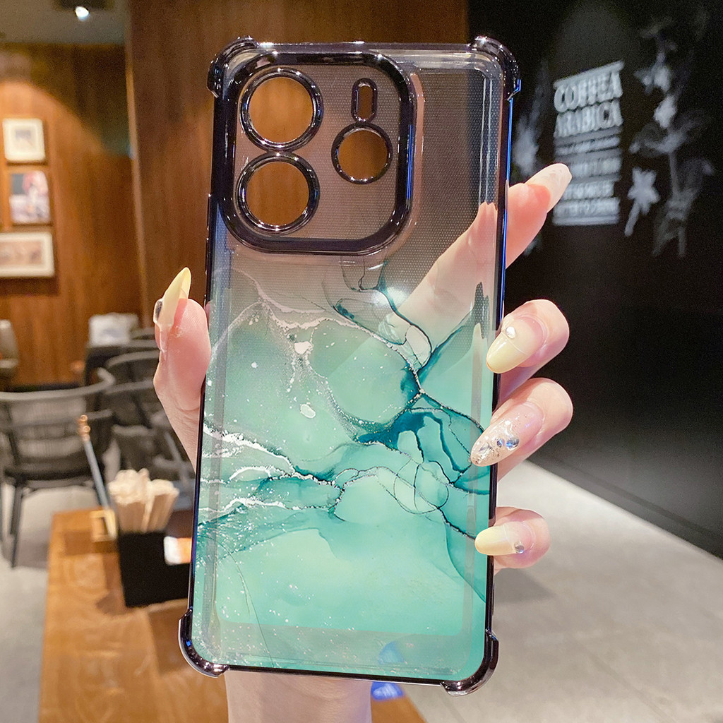 Tương thích với Xiaomi Redmi Note 14 13 Pro 5G 4G 12 13C 14C Màu Gradient Làm đẹp Vỏ mạ trong suốt Vỏ chống rơi