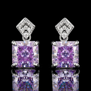 Trang sức phụ kiện mới màu tím phong cách châu Âu - Mỹ, chất liệu kim cương zirconia cao cấp dành cho nữ