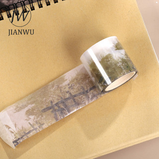 JIANWU 40mm * 200cm Vintage Thu Đông Đồng Cỏ Phong Cảnh Chất Liệu Cắt Băng Thêu Sò PET Sáng Tạo DIY Tạp Chí Văn Phòng Phẩm