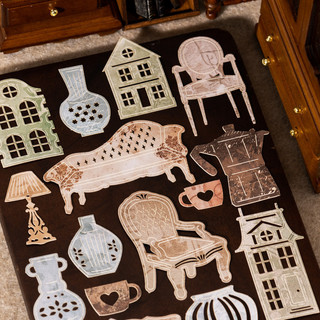 ENWEI 30 Cái [Life Prelude Series] Phong cách cổ điển Die Cut Home Chủ đề Giấy dán nhật ký đôi Gói để trang trí sổ lưu niệm