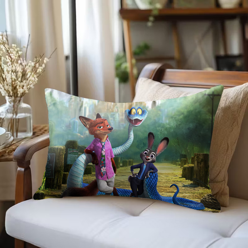 Phim Zootopia 2 Vỏ Gối Polyester Hình Chữ Nhật Một Mặt, Máy Có Thể Giặt Được, Thích Hợp Cho Giường Sofa Trang Trí Phòng Khách (Không Bao Gồm lõi)