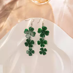 Bông Tai Thả Màu Xanh Lá Acrylic Phong Cách Ireland, Phù Hợp Ngày Thánh Patrick
