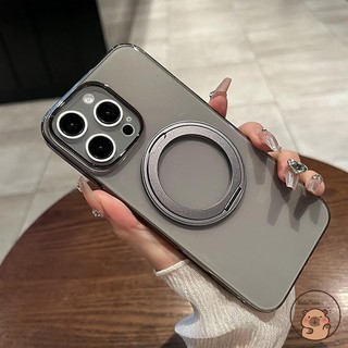Tương Thích Cho iPhone 17 Air 16 15 14 7 8 Plus 13 12 Mini 11 Pro XS Max XR X SE Ốp Điện Thoại 360° Giá đỡ xoay có thể xoay được Vỏ mềm trong suốt màu đen từ tính