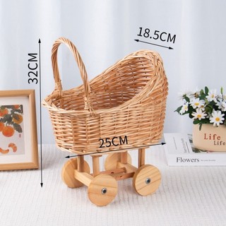 Giỏ Kẹo MEGOCE, Giỏ Hoa Dệt Lớn, Di Động Có Tay Cầm Sắp Xếp Hoa Xe Đẩy Hình Xe Đẩy Cho Bé Xe Đẩy Trang Trí Nhà