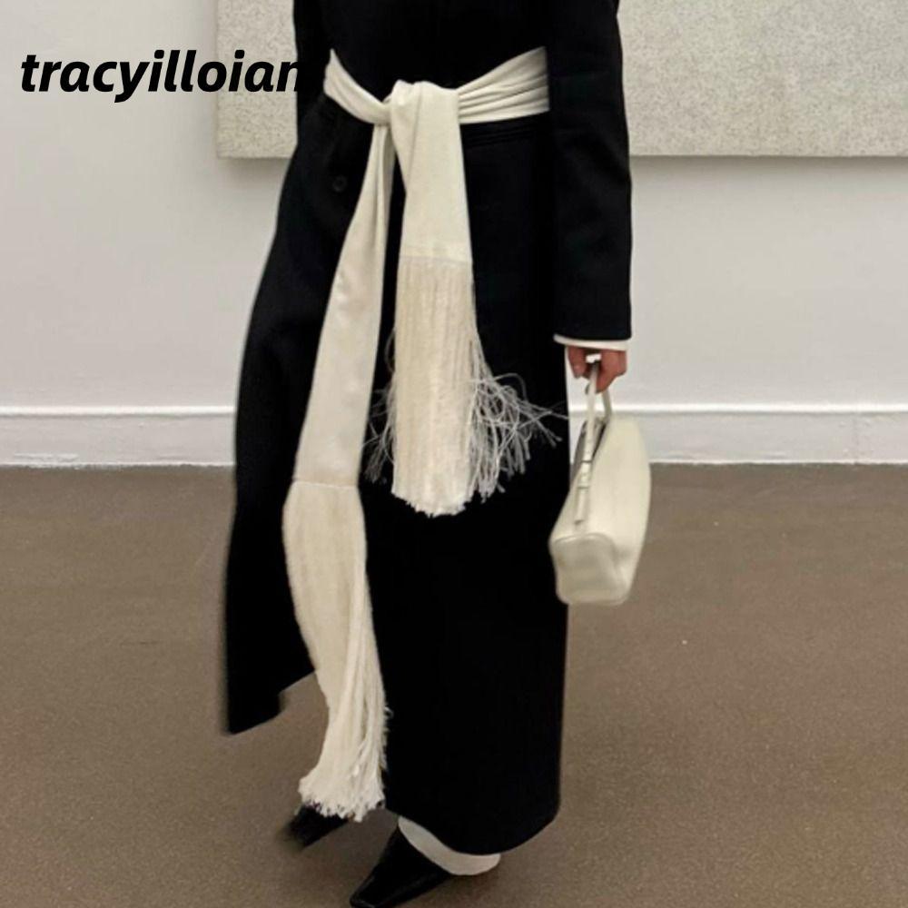 TRACEILLOIAN Viền Khăn Choàng, Y2K Dạo Phố Khăn Tua Rua Thoáng Khí, Phụ Kiện Nữ Viền Viền Mềm Mại Rèm Quần Jean Trang Trí