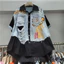 Khâu Màu Sắc Tương Phản Dopamine Mặc Áo Sơ Mi Tay Ngắn Retro Rời bf Phong Cách Cao Cấp Thiết Kế Đường Phố Rách Áo Thường Ngày