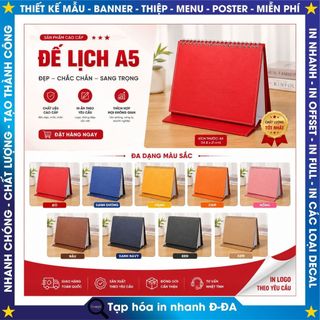 Chân Đế Lịch (Khổ A5) Để Bàn Chữ A Ngang Chất Liệu Giấy Giả Da, Ánh Kim, Carton Cứng Cáp