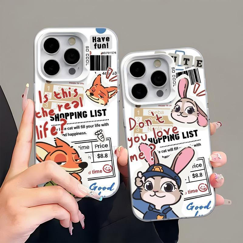 Ốp lưng trong suốt họa tiết Judy Nick, chống va đập bảo vệ toàn diện Bảo Vệ Camera Cấp iPhone 17/16/15/14/13/12/11 Max
